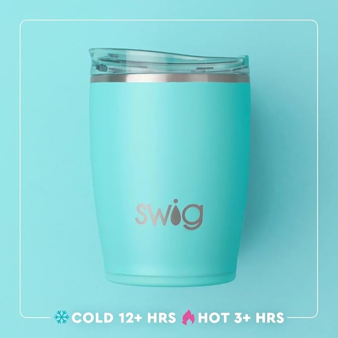 Swig Life 12oz Insulated Tumbler, Travel Coffee Tumbler with Lid, Cup Holder Friendly Travel Coffee Mug, Stainless Steel, 12 oz Reusable Insulated Coffee Mug (Saturdays in Columbus)