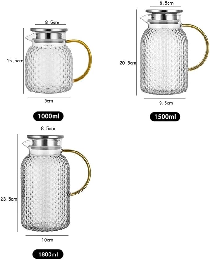 Water Pitcher Glass Water Pitcher with Filter Lid and Pouring Spout Heat Resistant Glass Carafe for Hot Cold Beverages Homemade Ice Tea Bottle Iced Tea Carafe(1.8L)