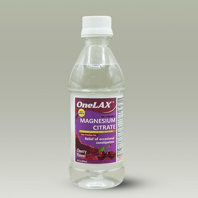 Magnesium Citrate, Cherry Flavour, 5PACK, 10fl.oz, Relief of Occasional Constipation, OneLAX by Akron pharma