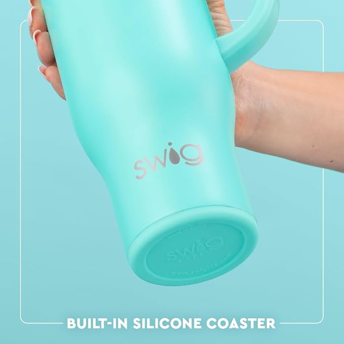 Swig Life 30oz Mega Mug, 30oz Teacher Tumbler with Handle and Straw, Large Insulated Tumblers, Cup Holder Friendly Travel Mug, Stainless Steel 30 oz Tumbler (Book Club)