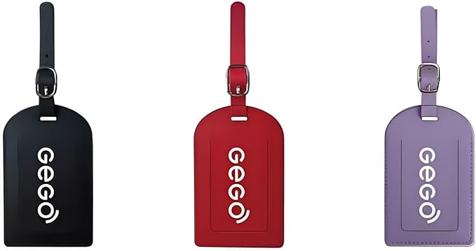 GEGO Premium Travel Kit, Sleep Mask 3D Contoured Eye with Soft Memory Foam, Luggage Tag Waterproof Resistant and Strap with Lock for Luggage TSA Approved (Sleep Mask Purple/Luggage Tag Black)