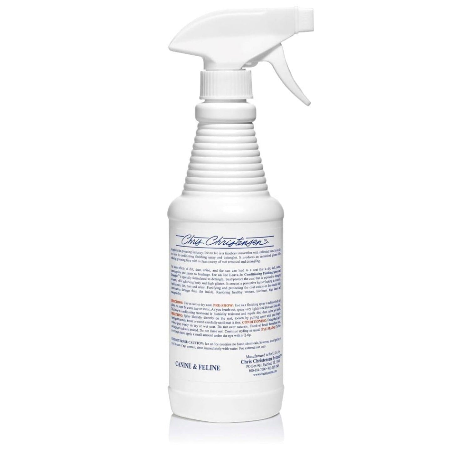 Chris Christensen Ice on Ice Detangler and Finishing Dog Spray, Groom Like a Professional, Ready to Use, Helps Brush/Comb Glide Through Coat, Conditions, No Residue, All Coat Types, Made in USA, 16 oz