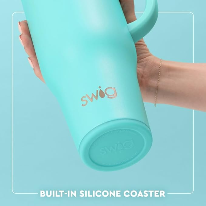 Swig Life 40oz Mega Mug, 40 oz Tumbler with Handle and Straw, Cup Holder Friendly, Dishwasher Safe, Lightweight Extra Large Insulated Tumbler, Stainless Steel (Full Bloom)