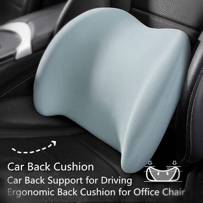 Car Headrest & Lumbar Support Cushion Kit, Ergonomic Car Seat Neck Pillow and Backseat Cushion for Driving Fatigue Relief, Driving Seat Memory Foam Neck Back Rest Pillows (Pink)