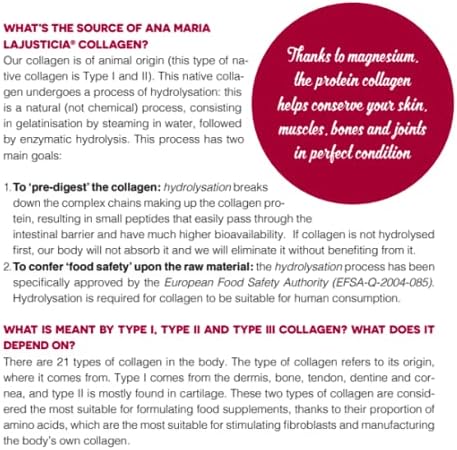 Ana Maria Lajusticia | Hydrolisate Collagen Powder with Magnesium and Vitamin C |for Healthy Skin, Nails, Hair and Ligaments | Natural Energy, Strawberry Flavour 350g