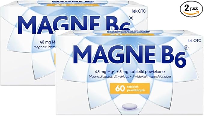 Sanofi Magne B6 Magnesium and Pyridoxine Coated Tablets, 60 Tablets, 2 Packs
