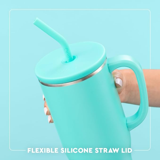Swig Life 40oz Mega Mug, 40 oz Tumbler with Handle and Straw, Cup Holder Friendly, Dishwasher Safe, Extra Large Insulated Tumbler, Stainless Steel Checkered Water Bottle (Check Mate)
