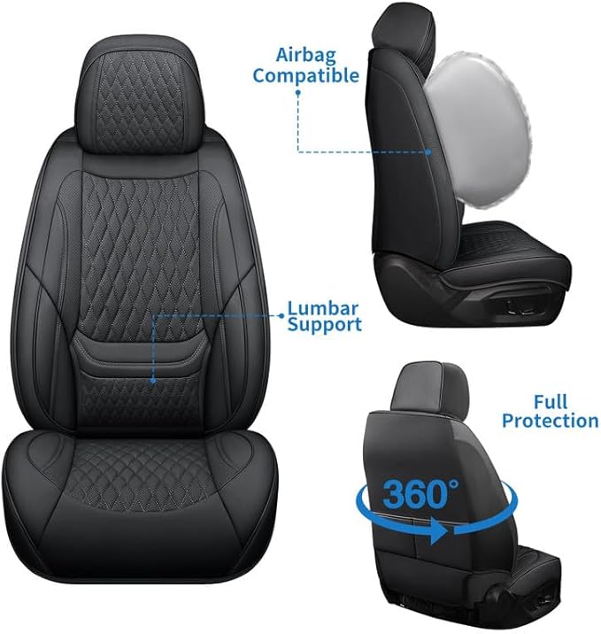 Car Seat Covers Full Set Custom Fit for Chevrolet/Chevy Captiva 2006-2018 - Premium Faux Leather with Lumbar Support | Breathable, Waterproof, Anti-Slip, Durable (Black,Full Set)