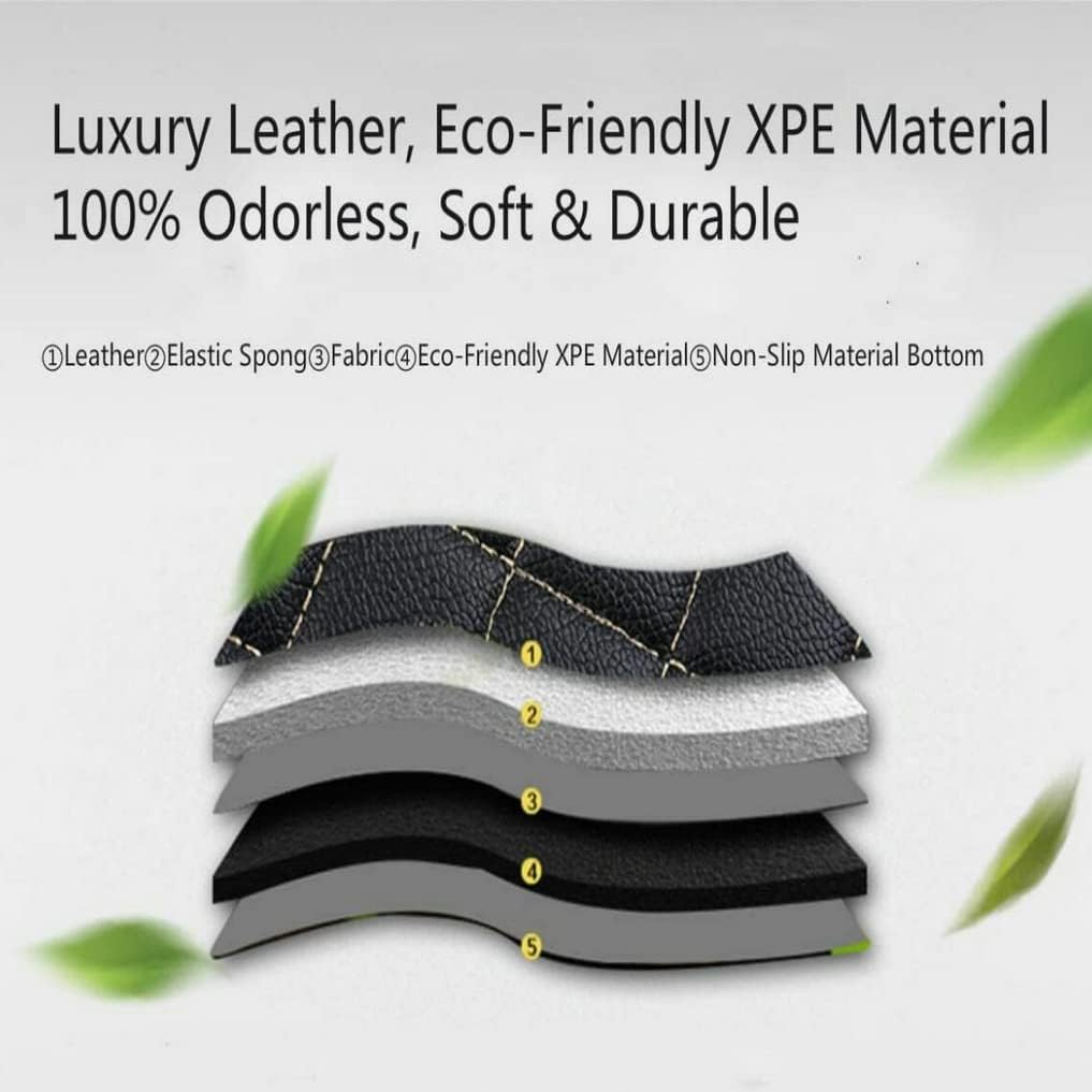 Custom All-Weather Protection Leather Car Floor Mats for Cars Sedan SUV Sports Car Waterproof Floor Mat (Black Yellow)