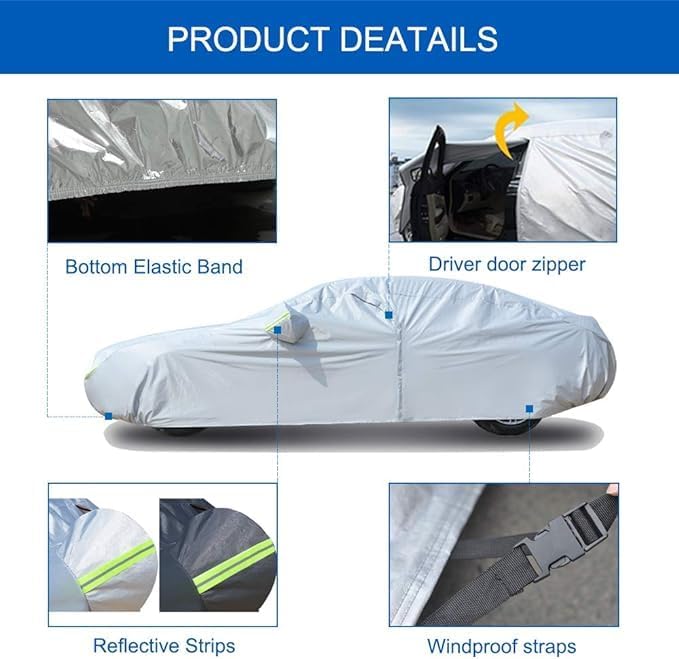 KouKou Oxford Waterproof SUV Car Cover Suitable for Subaru Ascent from 2018 to 2025, Windproof All Weather Waterproof Outdoor Cover Sun Rain UV Dust Snow Protection.
