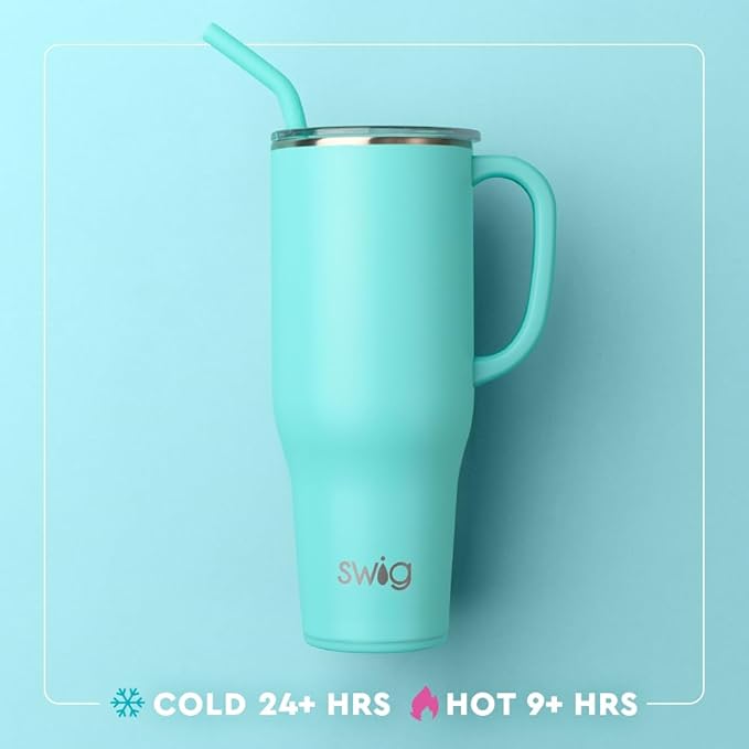 Swig Life 40oz Mega Mug, 40 oz Tumbler with Handle and Straw, Cup Holder Friendly, Dishwasher Safe, Extra Large Insulated Tumbler, Stainless Steel (Hayride)