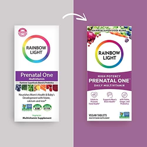 Rainbow Light High-Potency Prenatal One Multivitamin, Prenatal Health Multivitamin Supports Mom's Health and Baby's Development, With Vitamin C, Vegan, 60 Count
