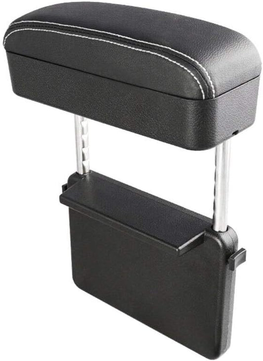 JEYODA Car Armrest Box Adjustable Pad Refit Car Central Lift Armres Storage Organizer Box Arm Rest(Black White line)