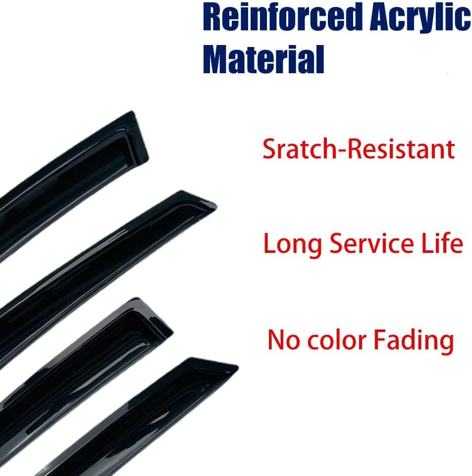 94632 Sunproof Waterproof Side Window Visor Wind Vent Deflector, 4pcs Dark Smoke Proective Nice Rain Guards Set fit for 2007-2016 GMC Acadia &2007-2010 Saturn Outlook
