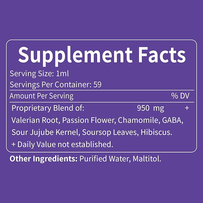 Herbal Liquid Drops, Natural Passion Flower Valerian Root Chamomile Extract Support Sleep Soundly, Fall Asleep Fast & Relaxation. 2oz