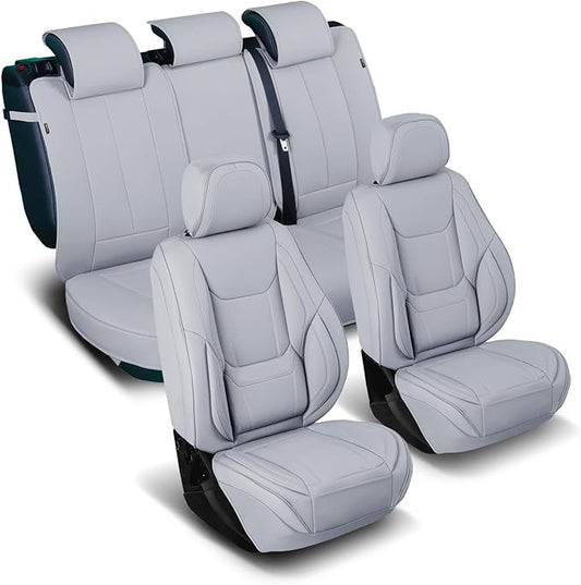 Coverland Custom Fit Car Seat Covers for Car Compatible with [BMW 3-Series Sedan, 7-Series LWB, Mazda6] Premium Waterproof Non-Slip Interior Seat Protector [Full Set Gray - Size Chart X63]