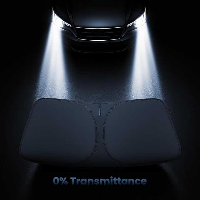 Windshield Sun Shade for Toyota Highlander L LE XLE Limited Platinum 2020-2026 – Custom Fit Sun Shield with Mirror Cut‑Out, Blocks Heat & UV, Foldable - Toyota Highlander Windshield Sunshade