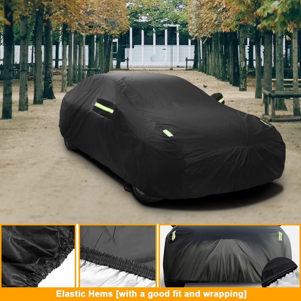 Custom Car Cover Compatible with Maserati Ghibli 2013-2025/ GranTurismo GranCabrio, Waterproof Rain Snow Sun UV Cover with Cotton Lining, All Weather Outdoor Car Cover with Windproof Straps