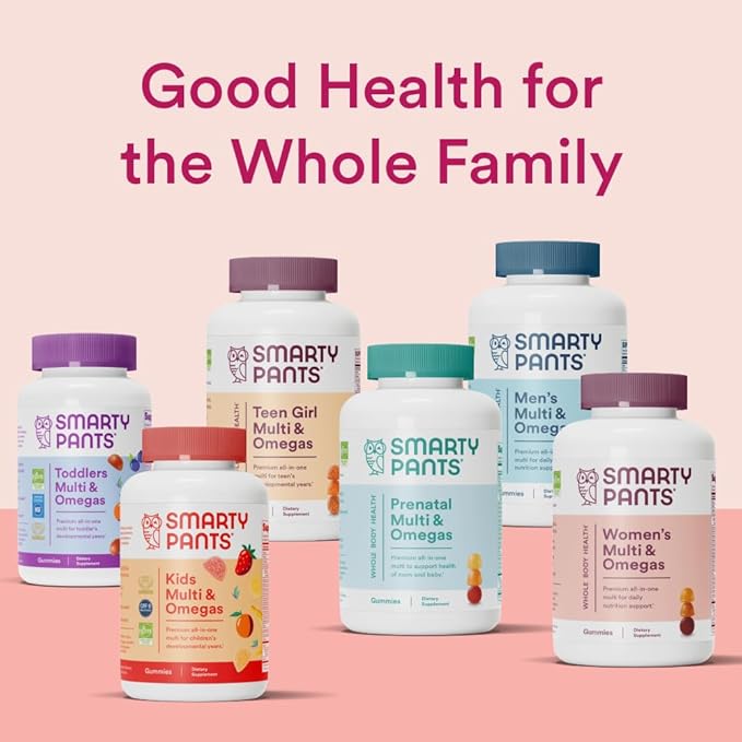 SmartyPants Women's Multivitamin Gummies: Omega 3 Fish Oil (EPA/DHA), Methylfolate, CoQ10, Vitamin D3, C, Vitamin B12, B6, A, K & Zinc, Inositol, Gluten Free, 180 Count (30 Day Supply)