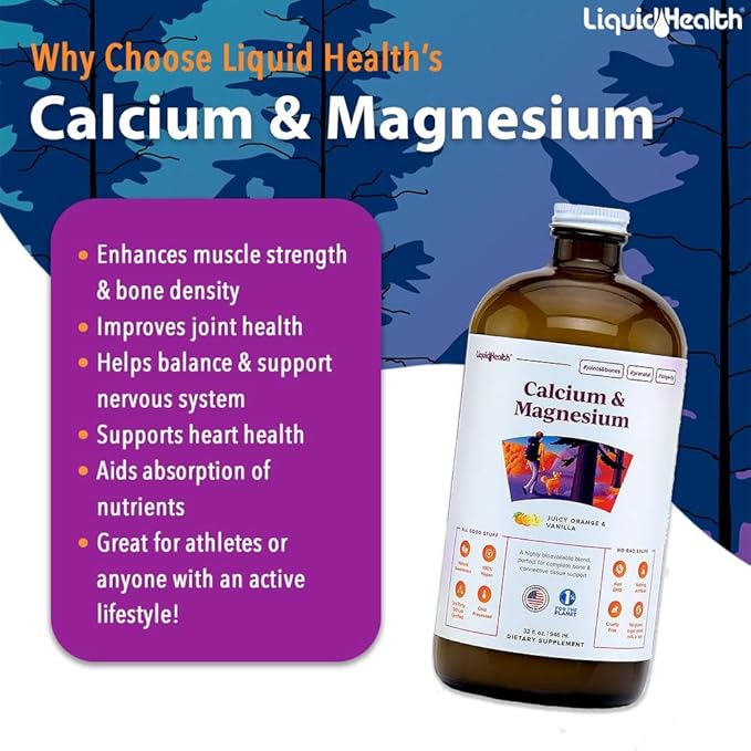 LIQUIDHEALTH Sleep Well Melatonin Drops & Calcium and Magnesium Liquid Joint Supplement Bundle - Natural Herbal Sleep Aid, Promotes Relaxation, Bone, Tissue, & Joint Support - USA Made, Vegan, Non-GMO