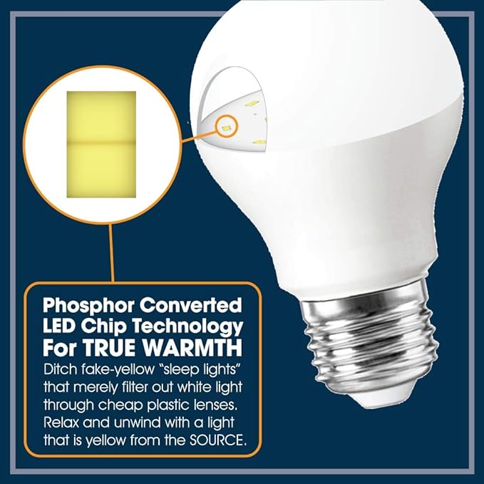 Miracle LED 3W Sleep Study Blue Light Blocking Bulb to Aid Unwinding and Relaxation for Bedtime (2-Pack), Amber Glow