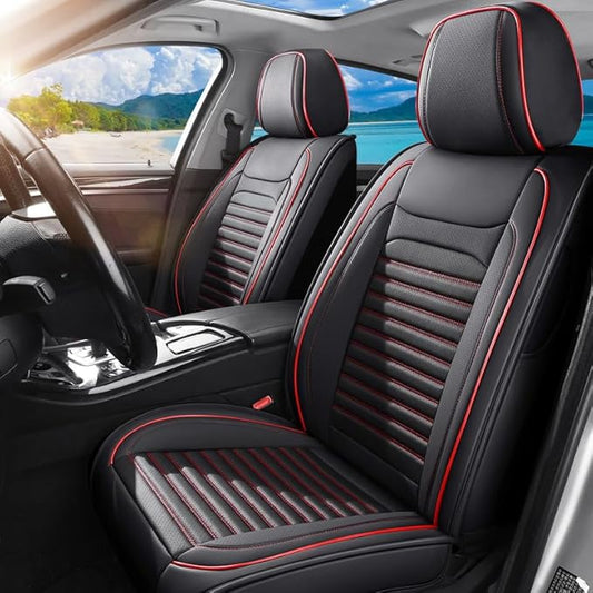 Front Seat Covers Fit for Toyota Matrix 2003-2014, Car Seat Covers Front Seats, Breathable Faux Leather Automotive Seat Covers Front Pair Anti-Slip Seat Cover(Black&Red, Front)