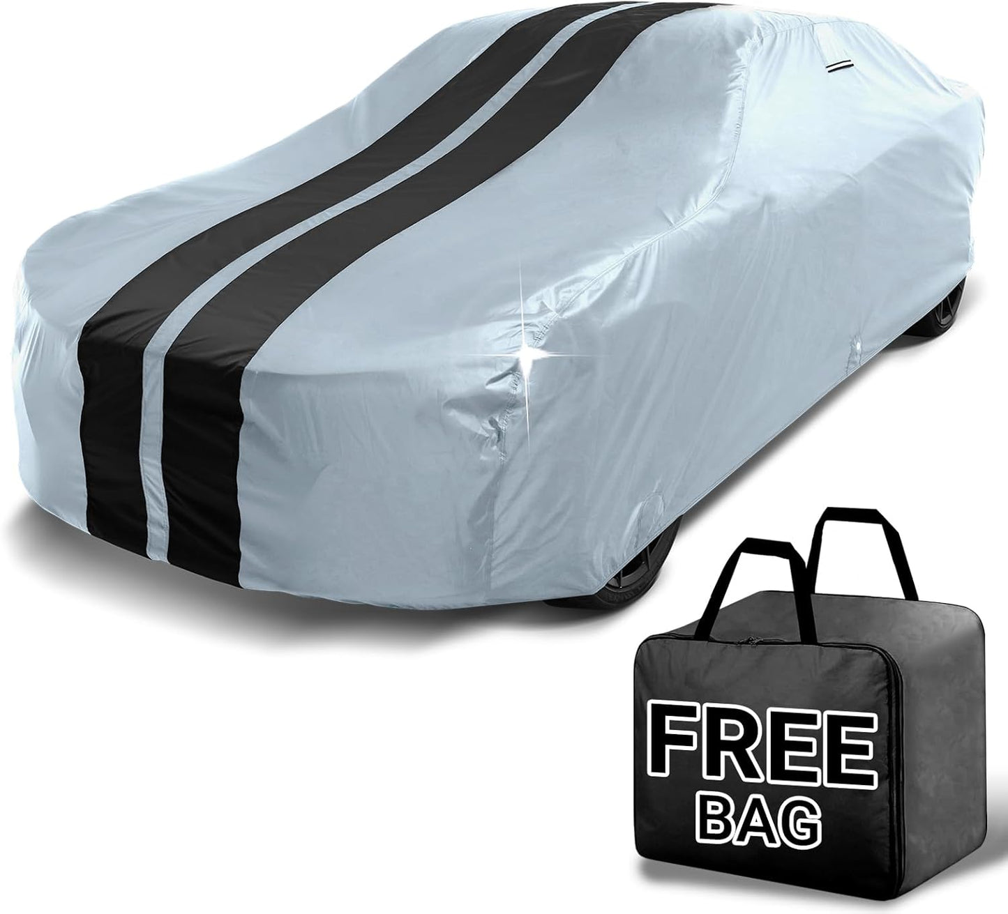iCarCover Custom Car Cover for Buick Super (1940-1942) Waterproof All-Weather Rain Snow UV Sun Protector Full Exterior Indoor Outdoor Car Cover (Stripe - Gray/Black)