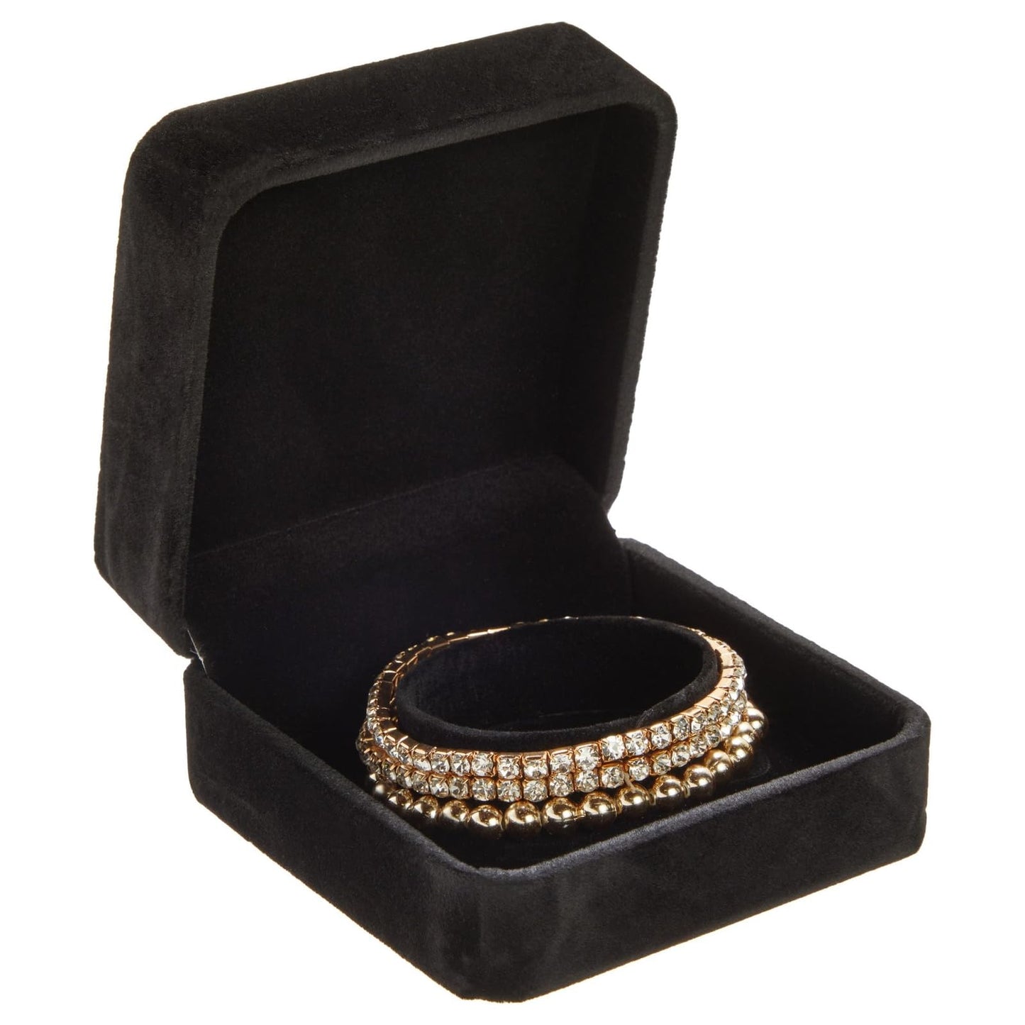Juvale Small Velvet Jewelry Gift Box for Women, Bracelets, Rings, Earrings, Necklace (Black, 3.5 x 3.5 x 1.9 In)