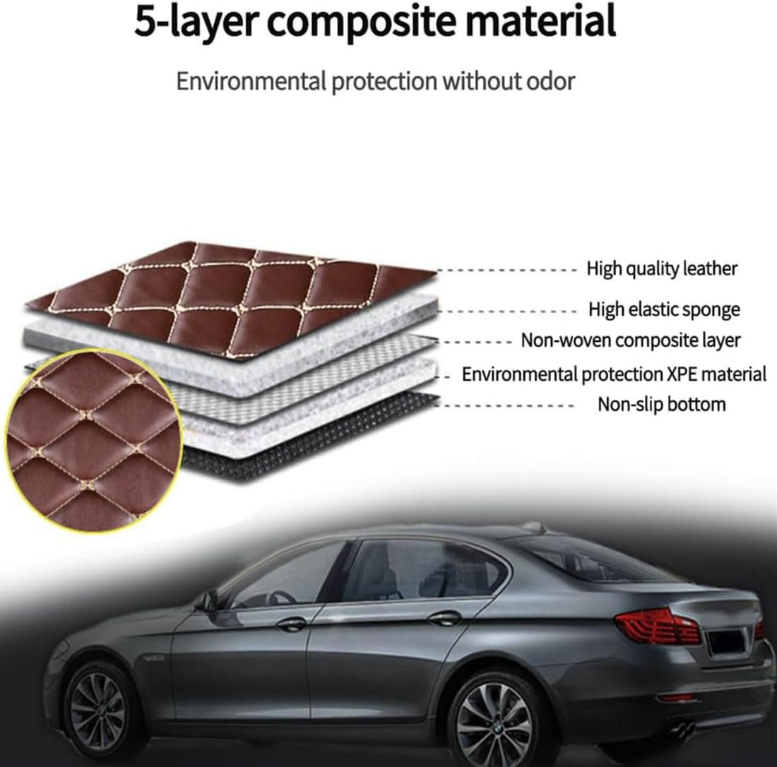 Custom Personalized Floor Mats for Cars，Luxury Full Coverage All Car Floor Mats，Anti-Slip Leather Car Mat Set ，Custom Floor Mats for 99% of Cars, Trucks & SUVs. (Red and Black)