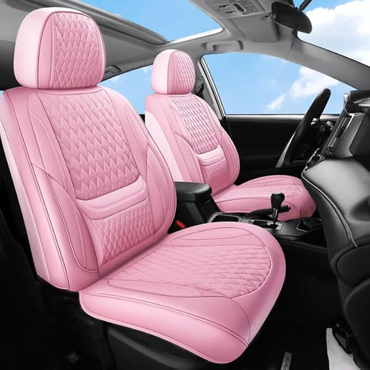 Front Seat Car Seat Covers Custom Fit for Chevrolet/Chevy Blazer 2019-2026 - Premium Faux Leather with Lumbar Support | Breathable, Waterproof, Anti-Slip, Durable (Pink,Front Seat)