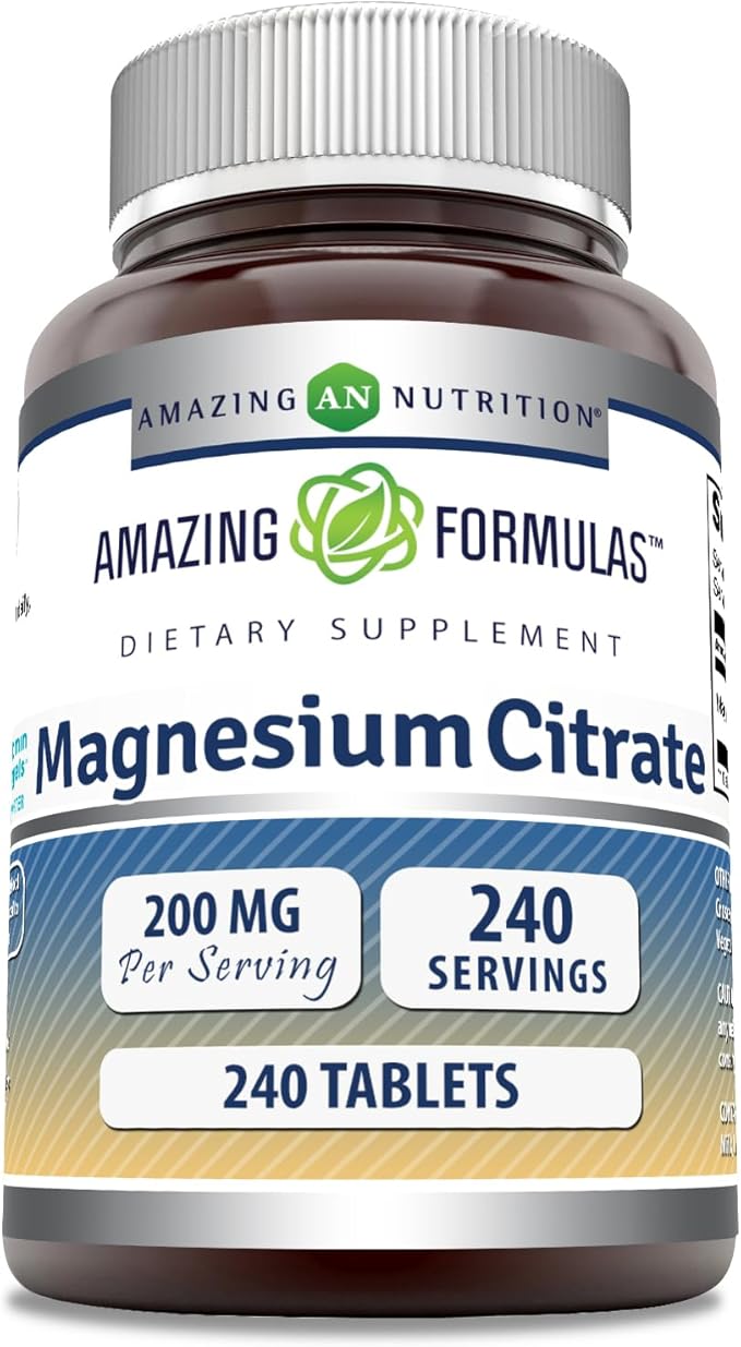 Amazing Formulas Magnesium Citrate | 200 Mg Tablets | Mineral Supplement | Non-GMO | Gluten Free | Made in USA (1 Pack, 240 Count)