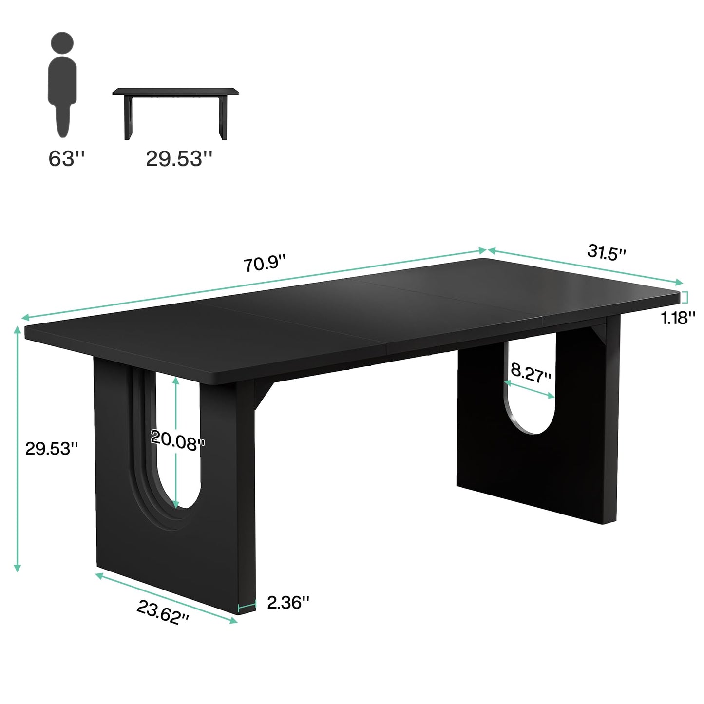 Tribesigns Modern Executive Desk, 70.9" Large Office Computer Desk, Conference Table Meeting Room Table, Simple Workstation Business Furniture for Home Office