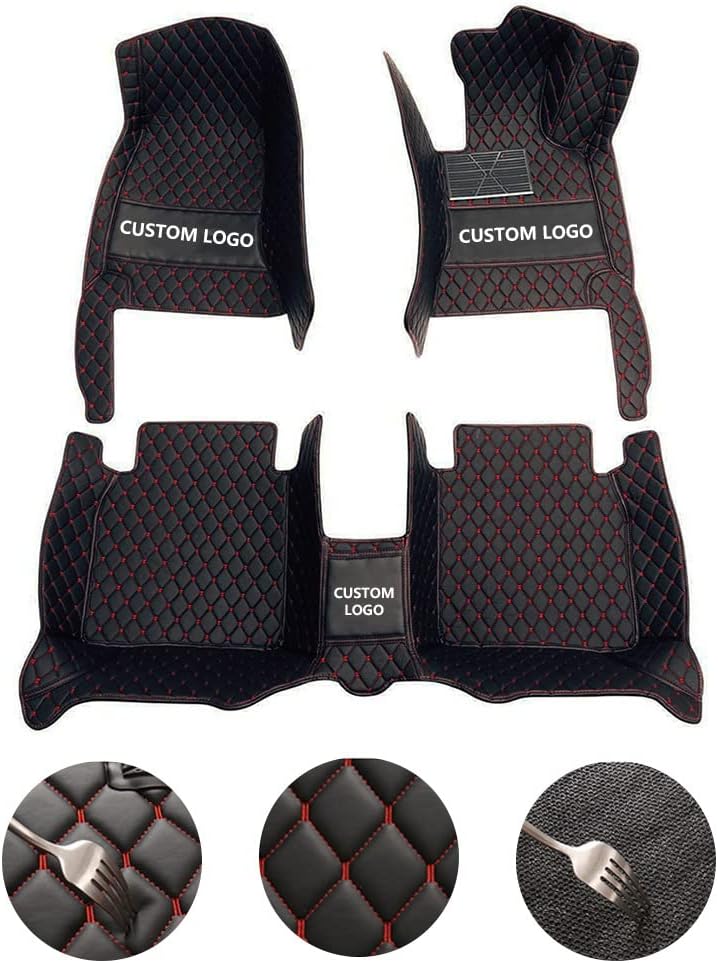 Custom All-Weather Protection Leather Car Floor Mats for Cars Sedan SUV Sports Car Waterproof Floor Mat (Yellow)