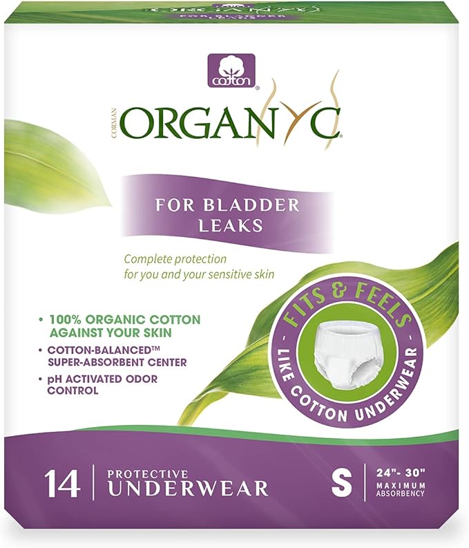 Organyc Bladder Control Underwear for Women - Organic Cotton Protective Underwear for Incontinence, Leak Protection, Odor Protection and Sensitive Skin, Small, 56 Count