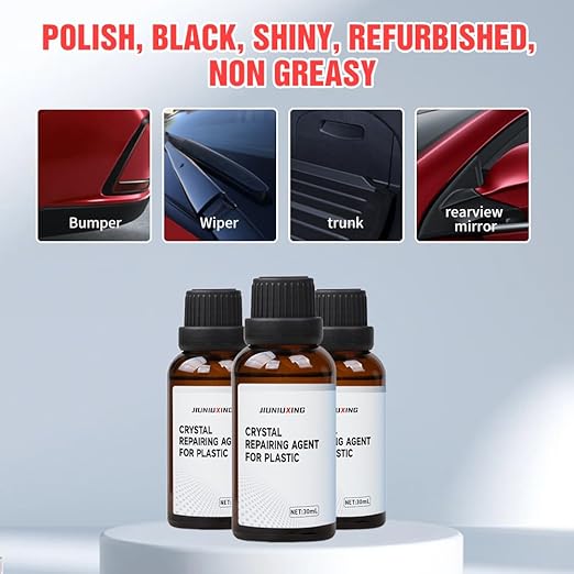 Plastics Parts Crystal Coating, 2025 Upgraded Leather Plastic Polishing Renovation Coating Agent, Car Trim Restorer with Sponge, Crystal Coating for Cars Interior or Exterior (3)