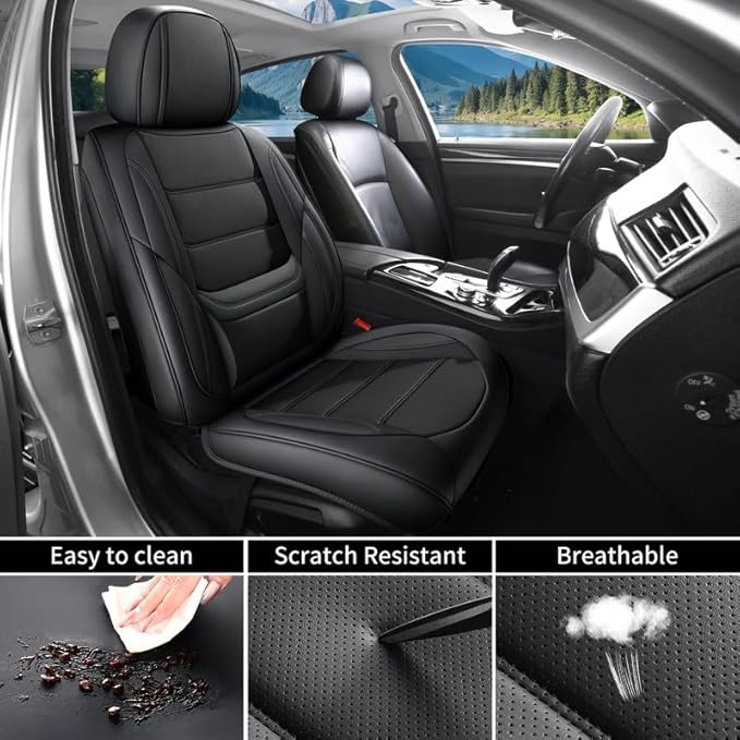 Car Seat Covers Full Set Fit for Buick Envista 2024-2026, Premium Faux Leather Waterproof Car Seat Protectors with Lumbar Support, Breathable Anti-Slip Easy to Install(Black,Full Set)
