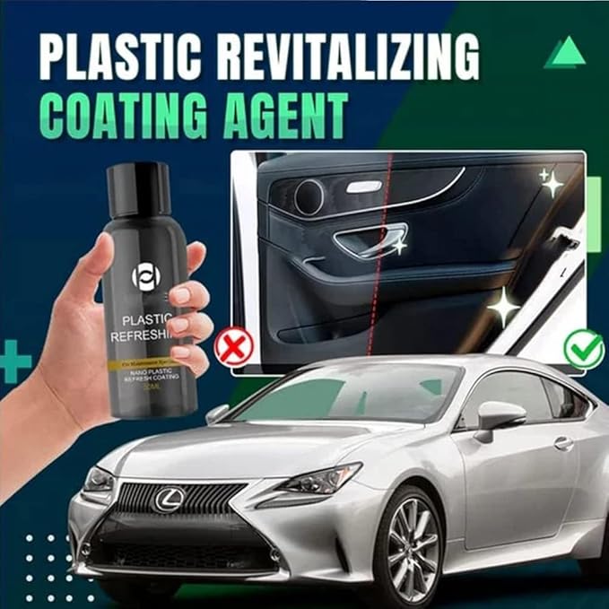 RJDJ Plastic Restorer for Cars, Trim & Exterior – Plastic Revitalizing Coating Agent, Restores Faded Plastic, UV Protection, Car Shine Refurbishing Solution (50ml-5pcs)