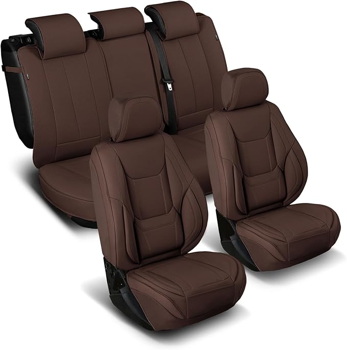 Coverland Custom Fit Car Seat Covers for Car Compatible with [Accord, Focus, Sonata, Avalon, C-Class, E-Class] Premium Waterproof Non-Slip Interior Seat Protector [Full set Dark Brown- Size Chart X58]