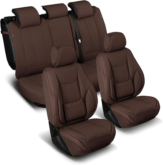 Coverland Custom Fit Car Seat Covers for Car Compatible with [2010-2016 Mercedes-Benz E-Class Sedan, Wagon] Premium Waterproof Non-Slip Interior Seat Protector [Full Set Dark Brown - Size Chart X67]