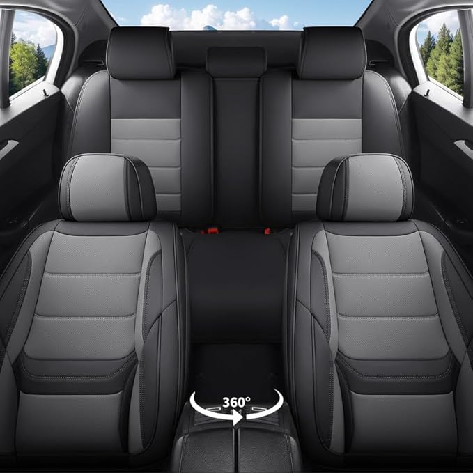 Car Seat Covers Custom Fit for Chevrolet/Chevy Cobalt 2004-2010 , Premium Faux Leather Waterproof Car Seat Protectors with Lumbar Support, Breathable Anti-Slip Easy to install(Black&Gray,Full set)