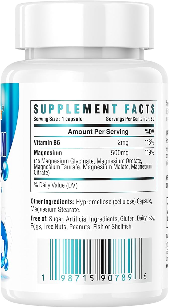 Magnesium Breakthrough Supplement - Has 5 Forms of Magnesium: Glycinate, Orotate,Taurate,Malate, Citrate- Support Sleep, Heart Health, Muscles, and Metabolism (60 Capsules (Pack of 1))