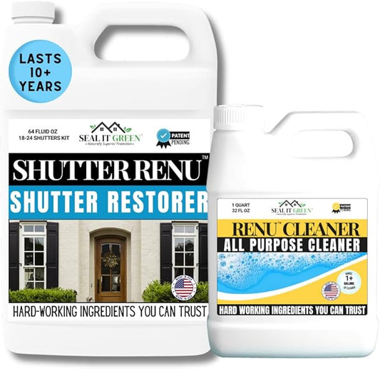 Premium Restorer - Restores Original Color & Rejuvenates Faded Shutters, Patio Furniture, Doors & More | Eco-Friendly |Lasts 10 Yrs.| Includes Powerful Cleaner | Half Gallon Kit