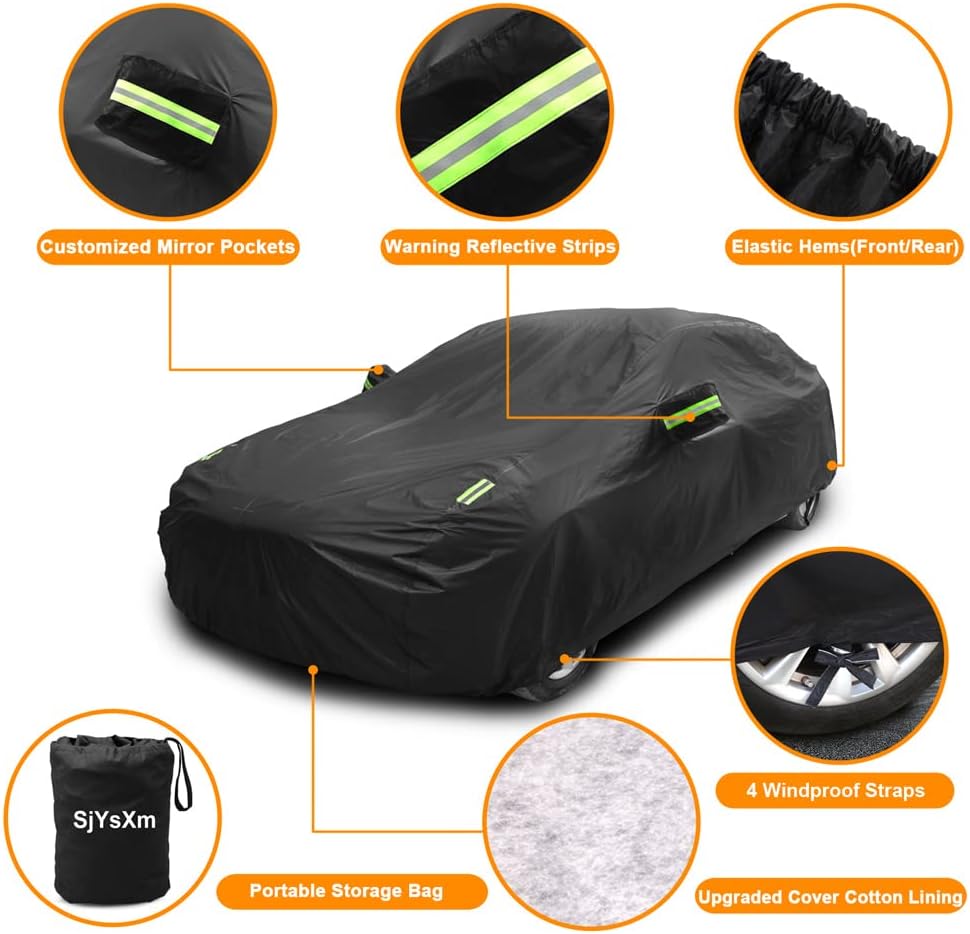 Custom Car Cover Compatible with BMW 3 Series M3 Sedan 2004-2025/4 Series M4 2013-2025, Waterproof Car Cover with Cotton Lining, All Weather Rain Snow Sun UV Cover for Outdoor Indoor