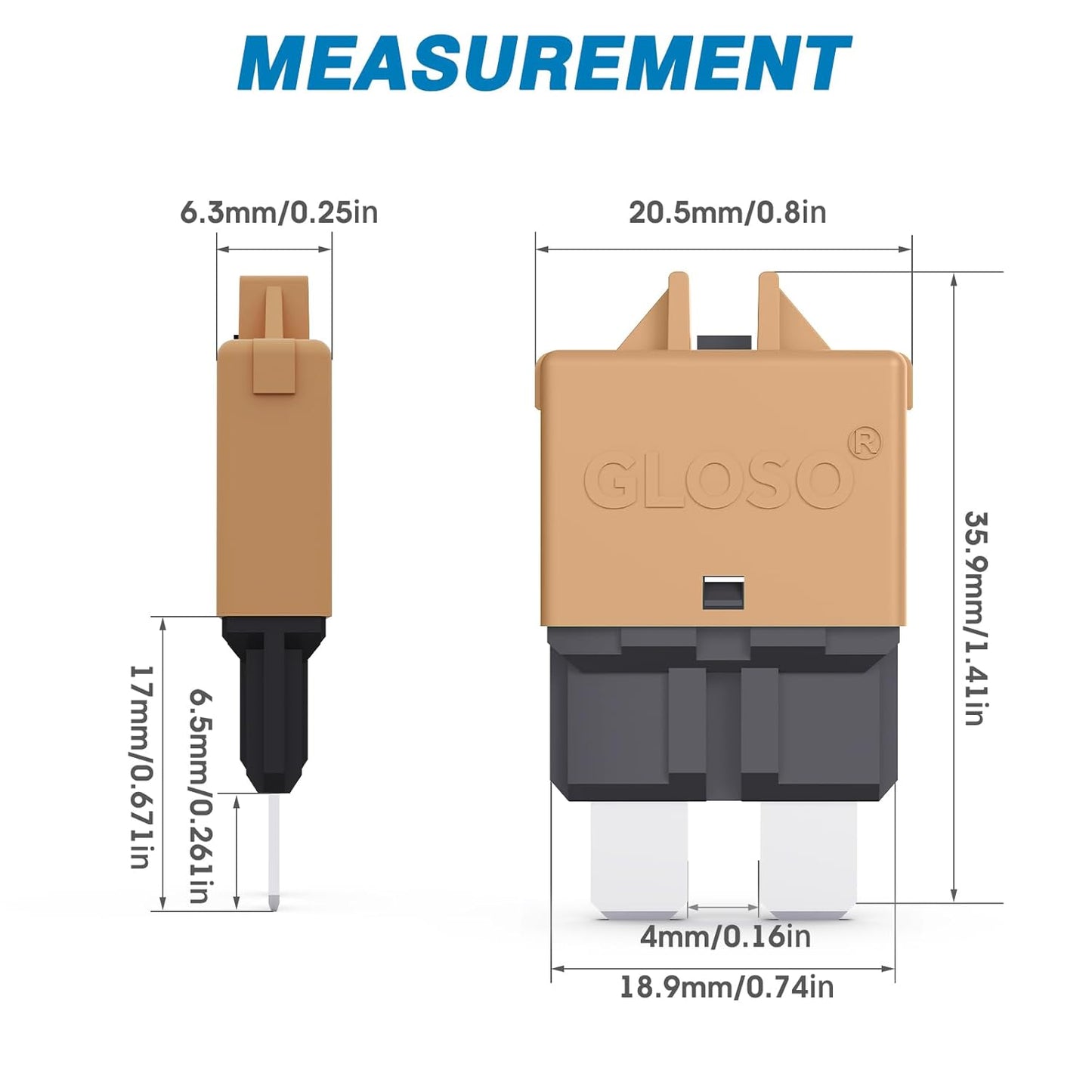 GLOSO Circuit Breaker E39 (T3) Manual Reset Fuse for Car Truck RV Automotive Marine Boat Trolling motor & Custom Wiring Audio battery protection/Low Profile ATC/ATO (6A - 5 Pack)