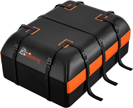 Car Rooftop Cargo Carrier Bag, 20 Cubic Feet Waterproof Heavy Duty 840D Car Roof Bag for All Vehicle with/Without Racks - Anti-Slip Mat, 6 Door Hooks, Storage Bag, 2 Extra Straps, Luggage Lock