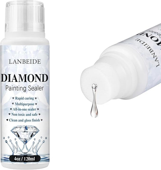 LANBEIDE Diamond Painting Sealer, 5D Diamond Painting Glue Permanent Hold & Shine Effect Sealer for Diamond Painting and Puzzle Glue 120ML (4 OZ)
