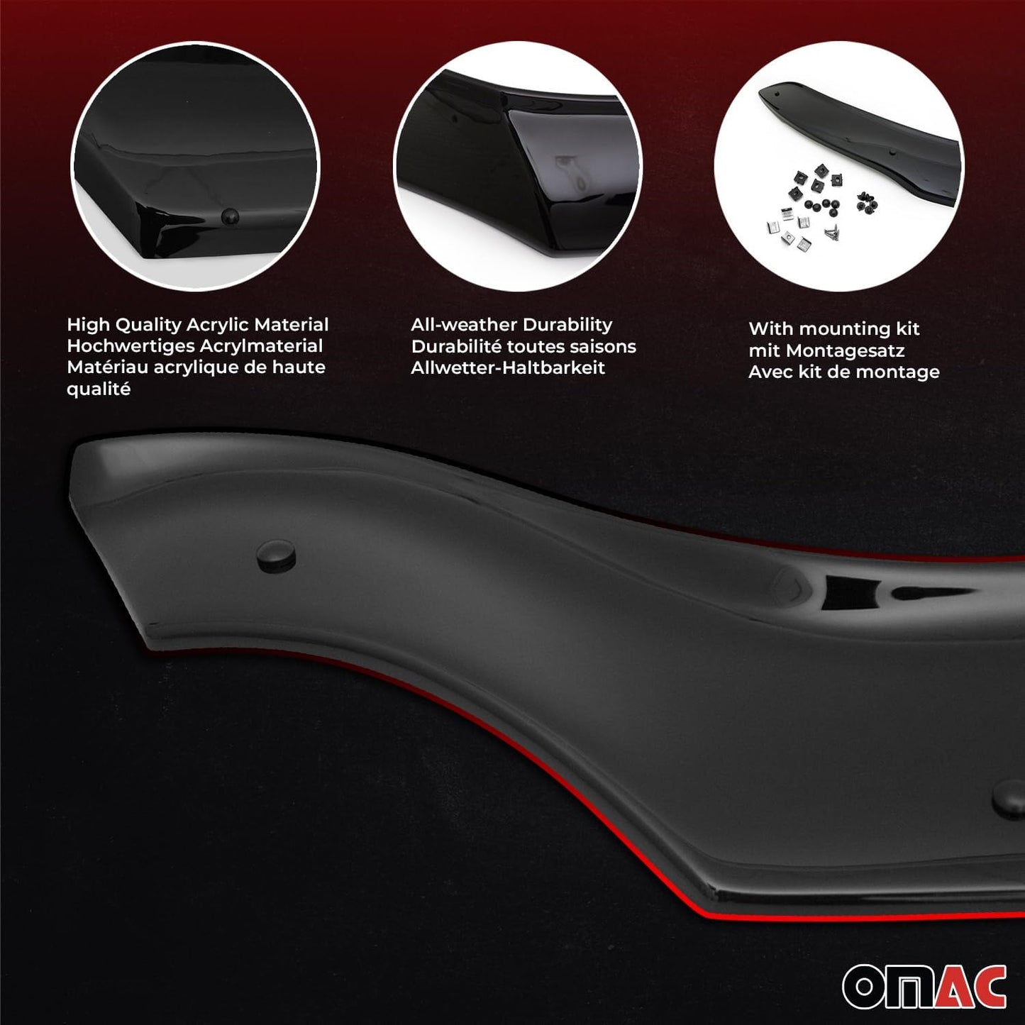 OMAC Front Bug Shield Hood Deflector Guard for Subaru Outback 2015-2019 Black Smoke