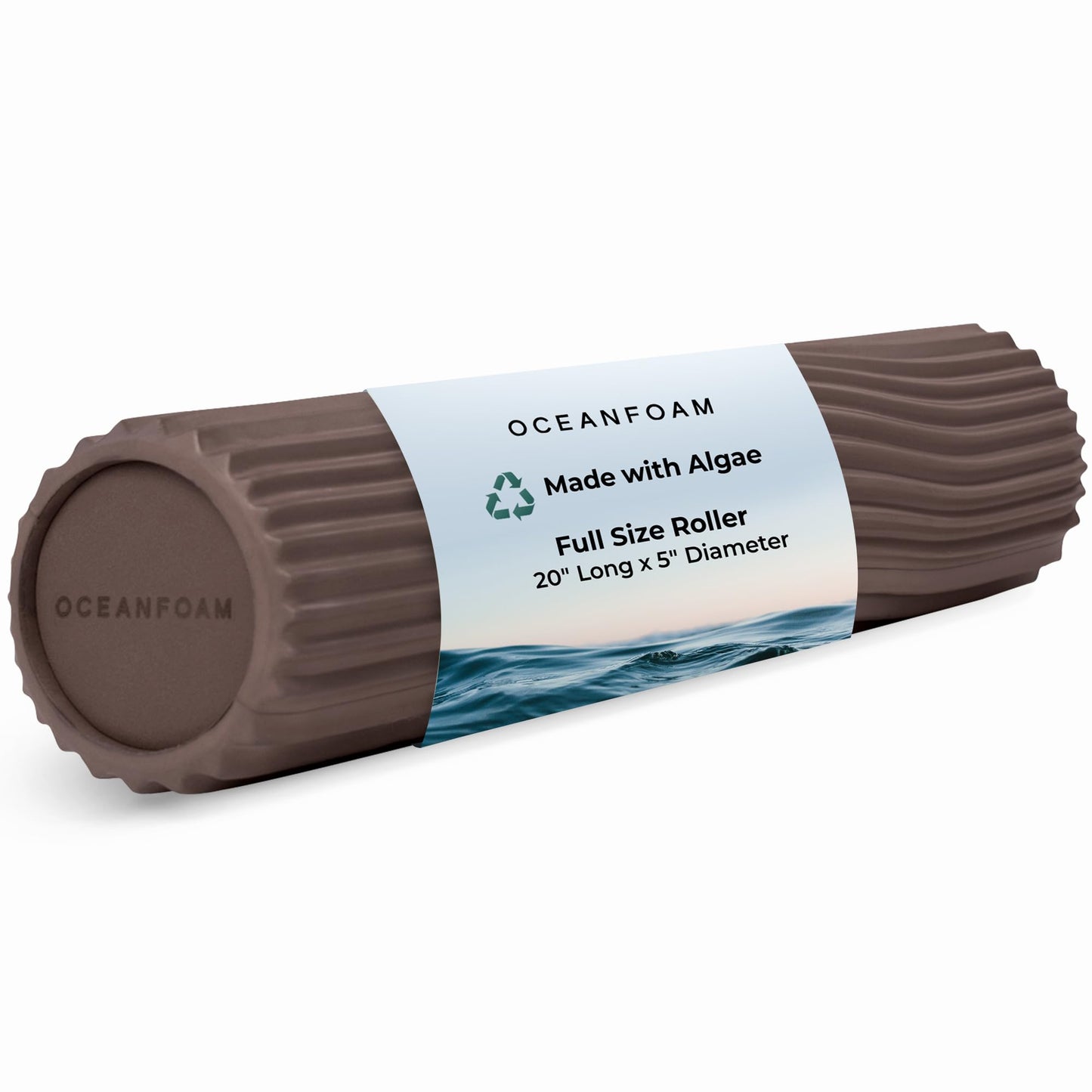 Oceanfoam Tidal Roller - Black Marbled - Muscle Massage Foam Roller for Back Pain & Stretching - Firm and Ergonomic Wide Wave Textured - Yoga, Athletics, & Wellness - Full Size, 20" x 5"
