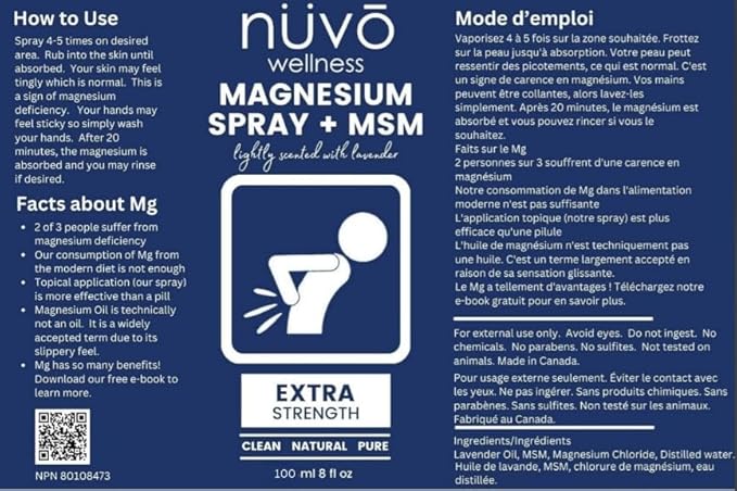 Magnesium Oil Spray with MSM - Spray it Away with Magnesium - Fast Acting Transdermal Formula to Relax Muscles - Lightly Scented with Lavender - 2 Pack - Product of Canada (100 ml (Pack of 2))