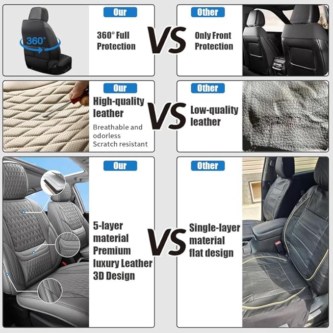 Car Seat Covers Full Set Custom Fit for Pontiac G3 2009-2010 - Premium Faux Leather with Lumbar Support | Breathable, Waterproof, Anti-Slip, Durable (Gray,Full Set)